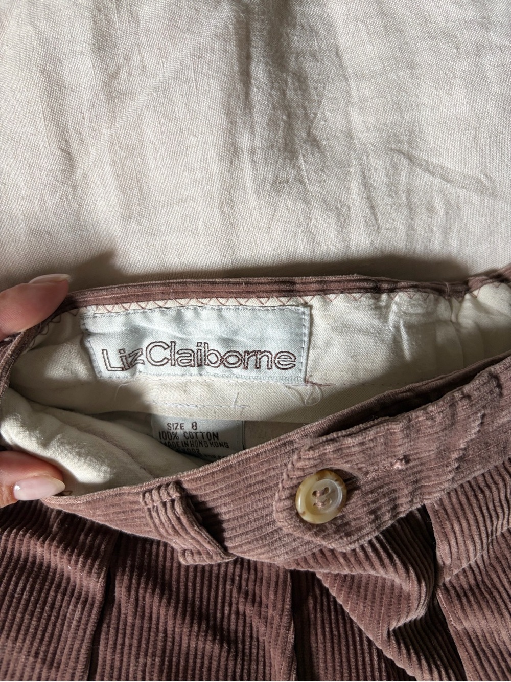 Liz Claiborne Brown Corduroy Pleated Trousers - Picture 4 of 5